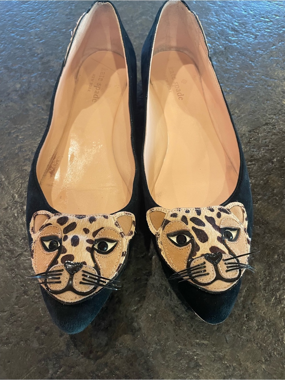 kate spade Norman ballet flat in black with Leopard